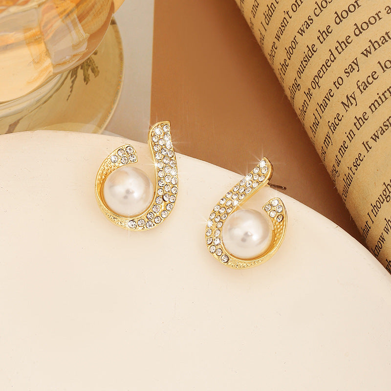 Pearl Drop Circle Earrings