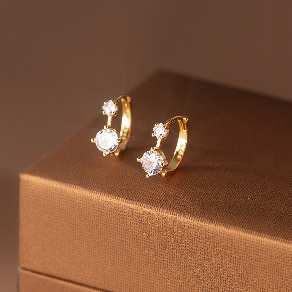 Minimalist Geometric Zircon Stud Earrings