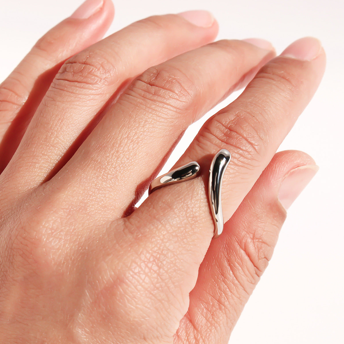 Minimalist Water Drop Open Ring