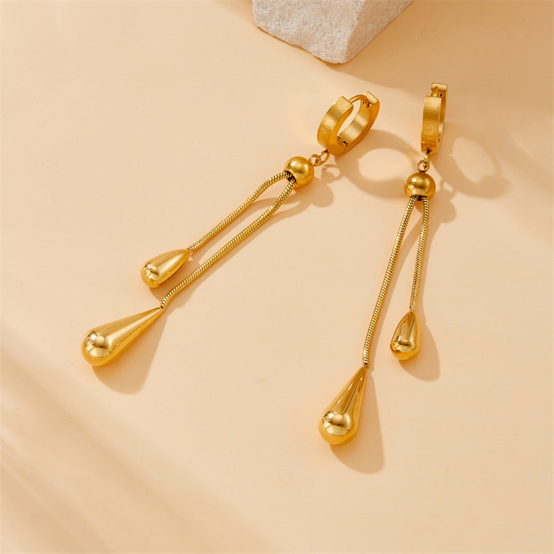 Stainless Steel Drop Shape Earrings Necklace Set