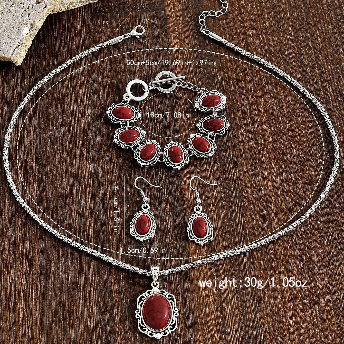 Bohemian Style Jewelry Set Earrings Necklace Bracelet