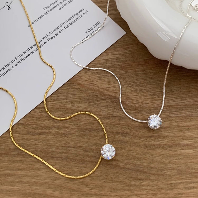 Zircon Pendant Necklace with Snake Chain