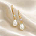 Baroque Drop Artificial Pearl Earrings with Diamond Accents