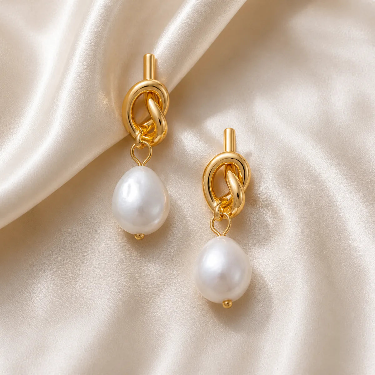 Baroque Pearl Knot Drop Earrings