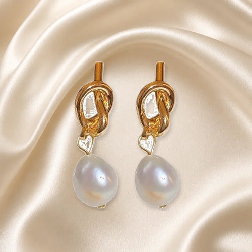 Baroque Pearl Knot Drop Earrings