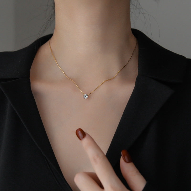 Zircon Pendant Necklace with Snake Chain