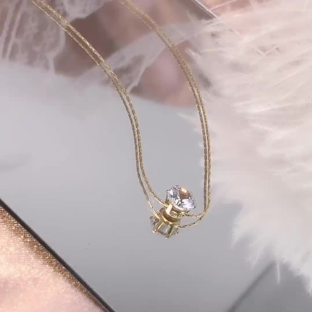 Zircon Pendant Necklace with Snake Chain