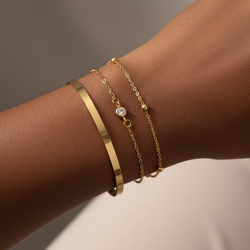 Stainless Steel Zircon Open Bracelet Jewelry
