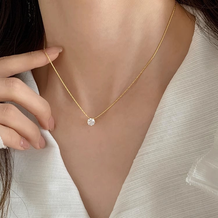 Zircon Pendant Necklace with Snake Chain