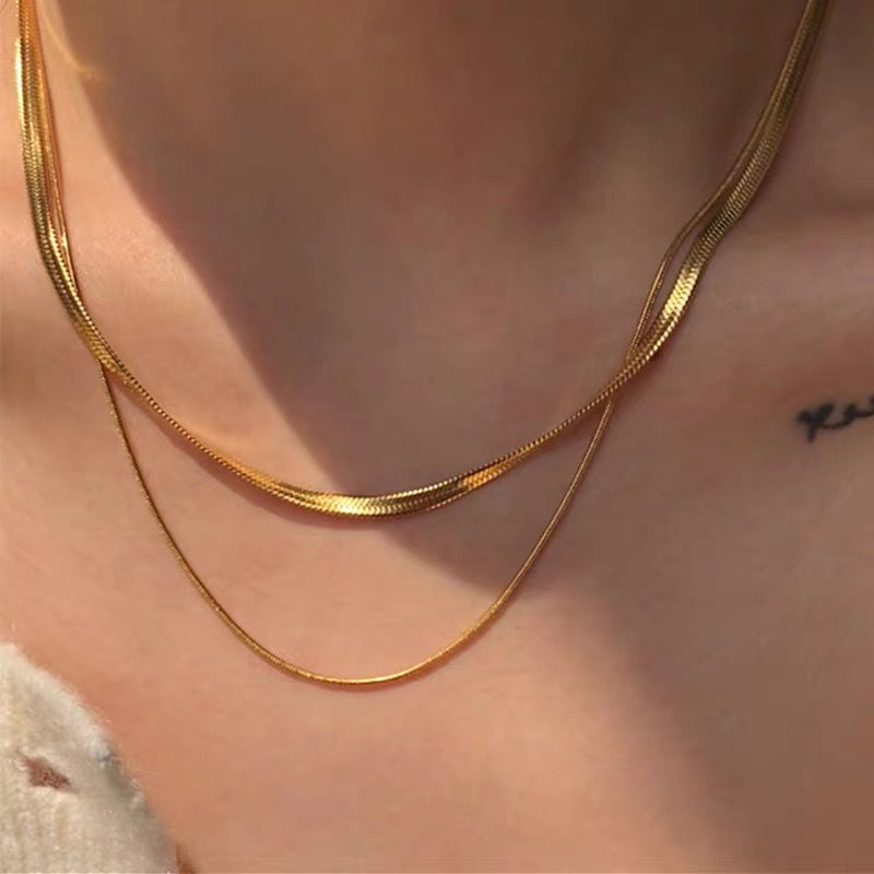 Double Layer Snake Bone Chain Necklace for Women