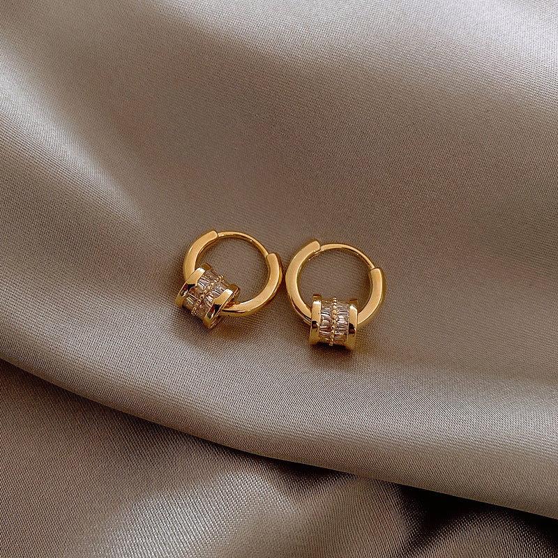 Geometric Hoop Earrings with Zircon Gold Plated