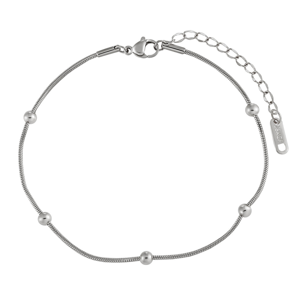 Geometric Snake Bone Bead Titanium Steel Anklet