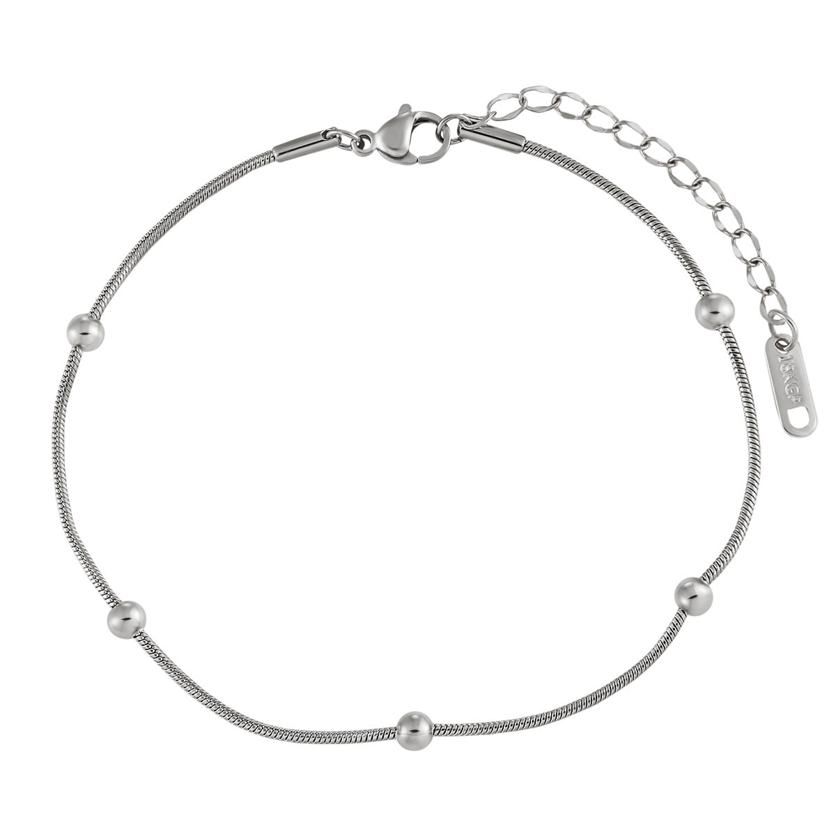 Geometric Snake Bone Bead Titanium Steel Anklet