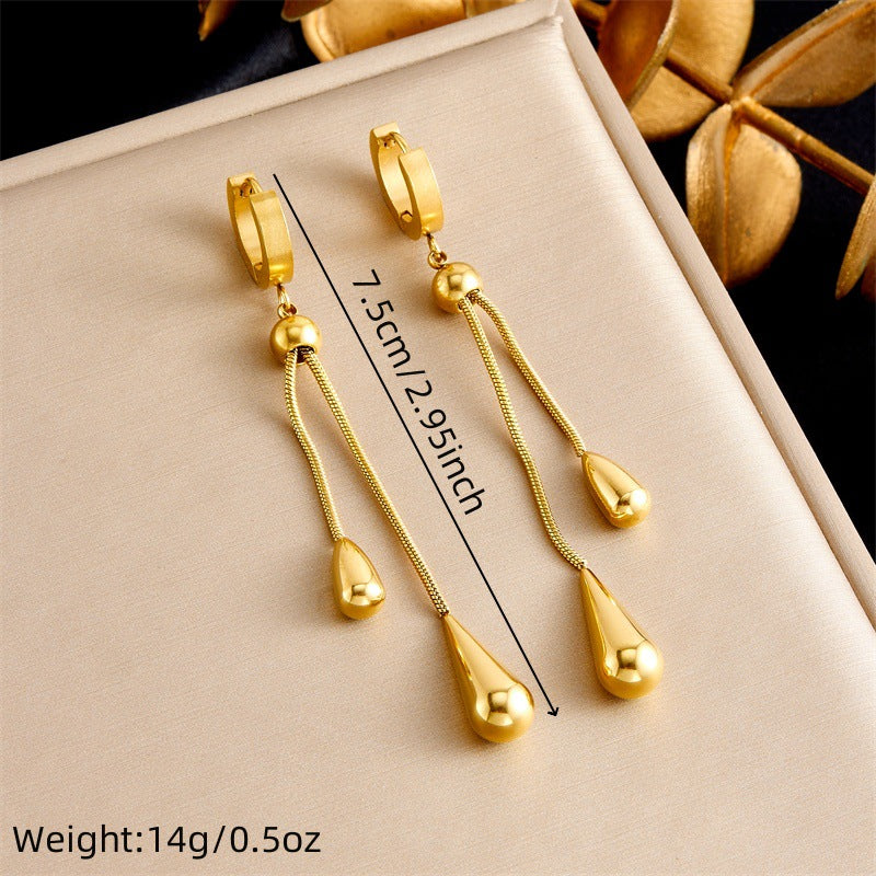 Stainless Steel Drop Shape Earrings Necklace Set