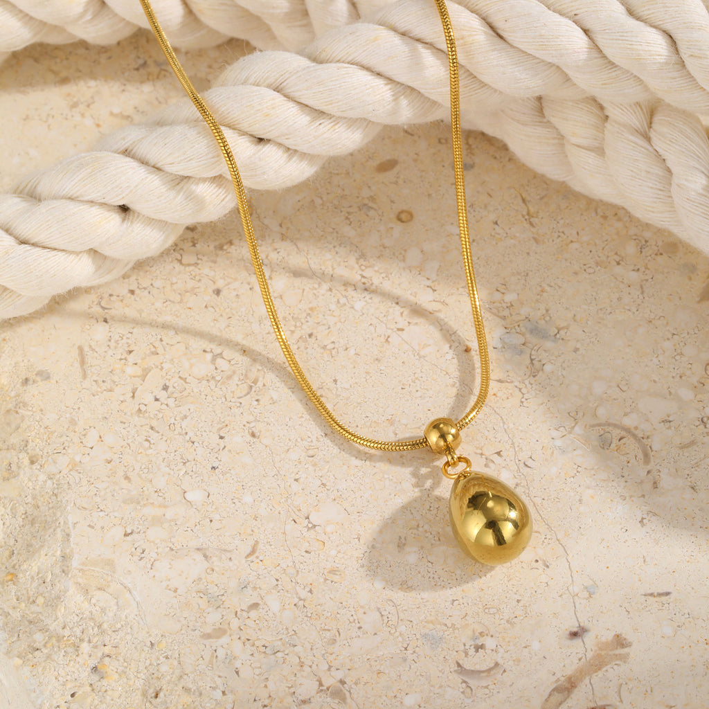 Simple Water Drop Pendant Stainless Steel Necklace