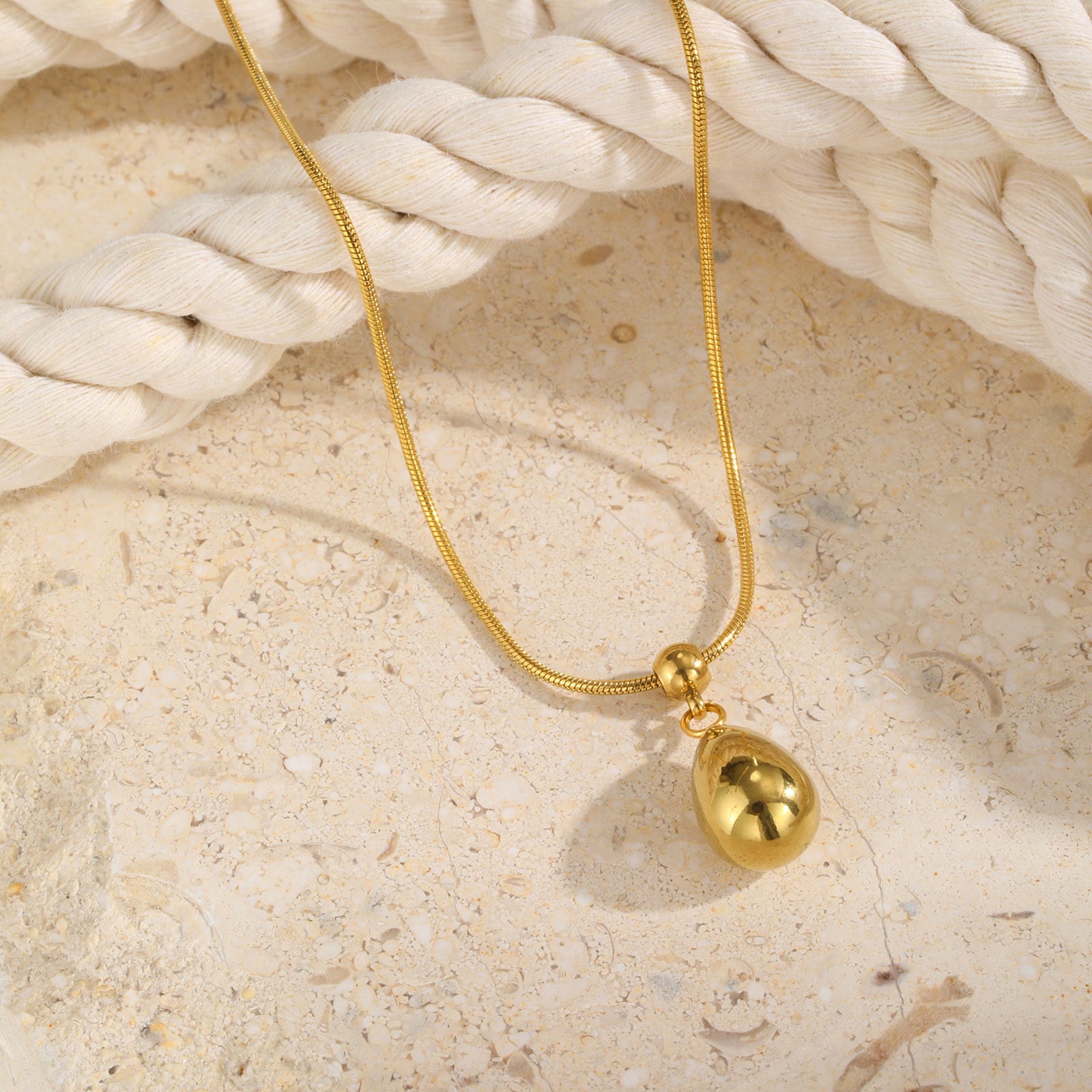 Simple Water Drop Pendant Stainless Steel Necklace