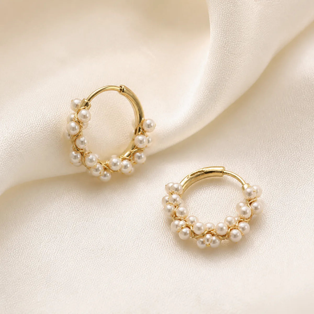 Circle Pearl Hoop Earrings for Women