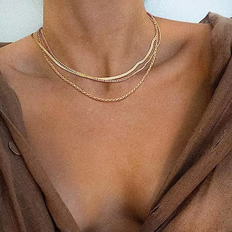 Multi-Layered Snake Bone Chain Necklace