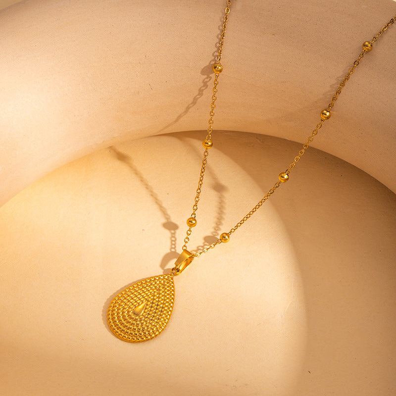Titanium Steel Water Drop Necklace and Earrings