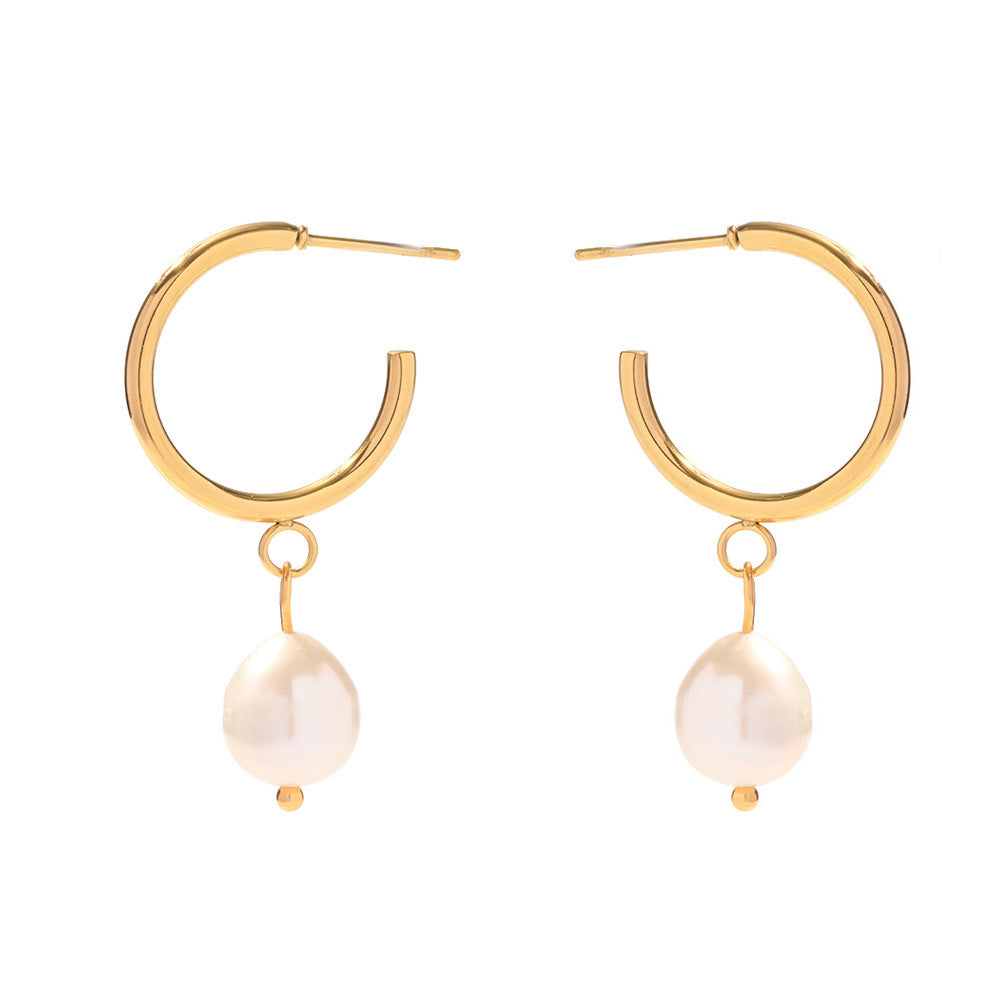 Pearl Earrings Stainless Steel 18K Gold Plated