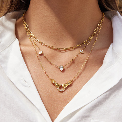 Adjustable Hand Motif Pendant Necklace