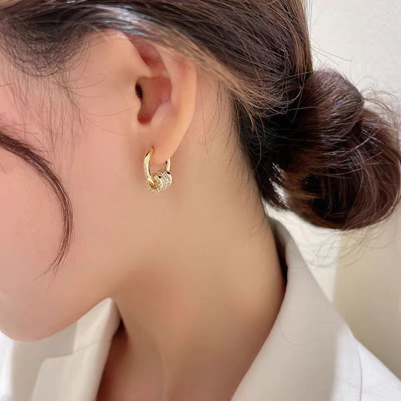 Geometric Hoop Earrings with Zircon Gold Plated
