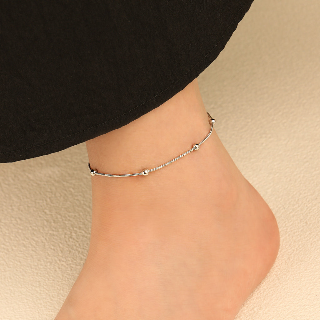 Geometric Snake Bone Bead Titanium Steel Anklet