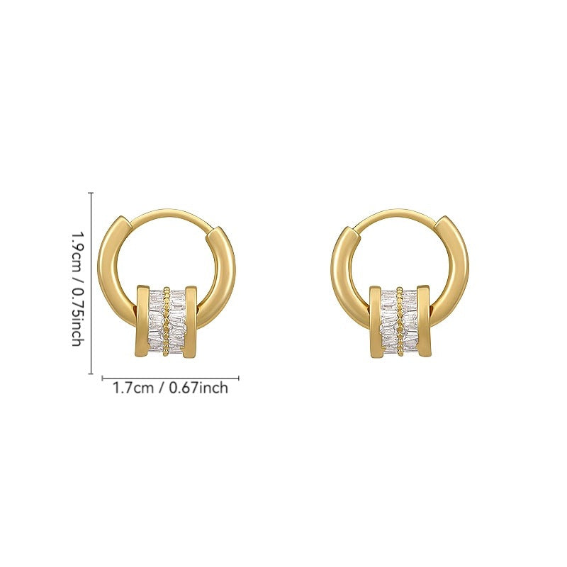 Geometric Hoop Earrings with Zircon Gold Plated