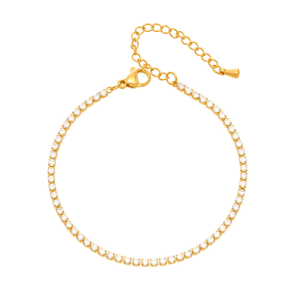 Elegant Zircon Inlay Titanium Steel Gold Plated Bracelet
