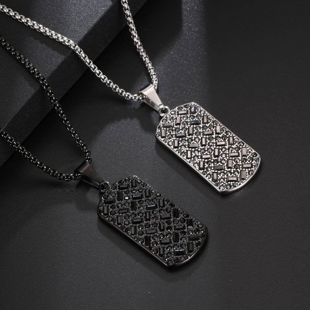 Geometric Inlaid Stone Necklace Pendant