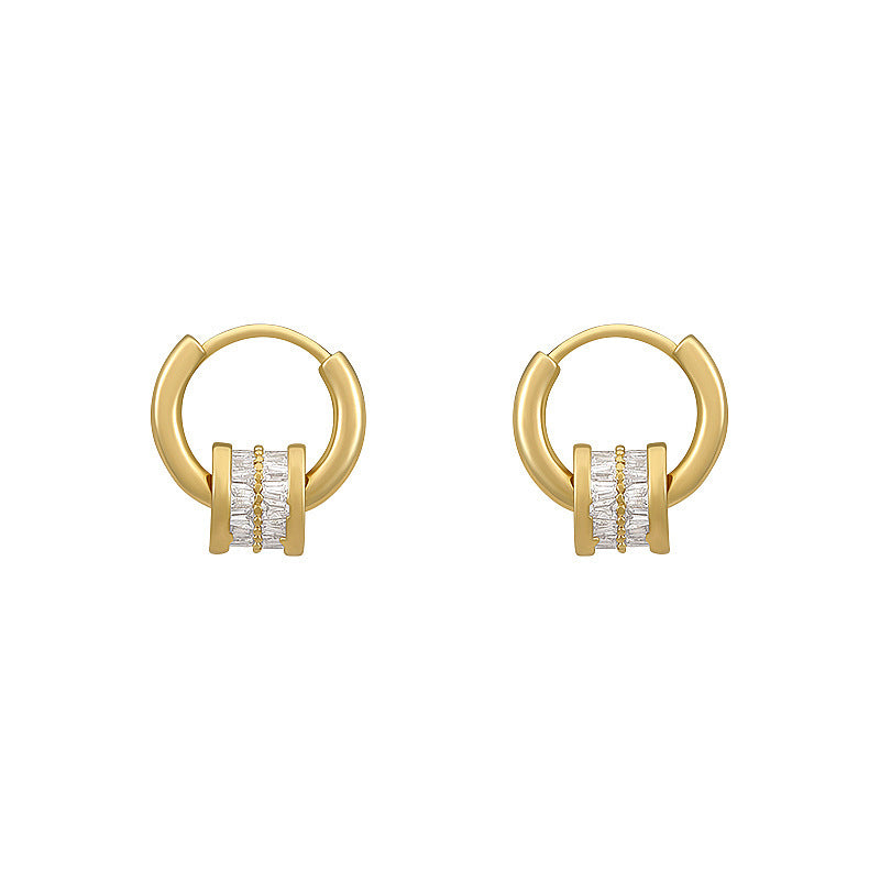 Geometric Hoop Earrings with Zircon Gold Plated