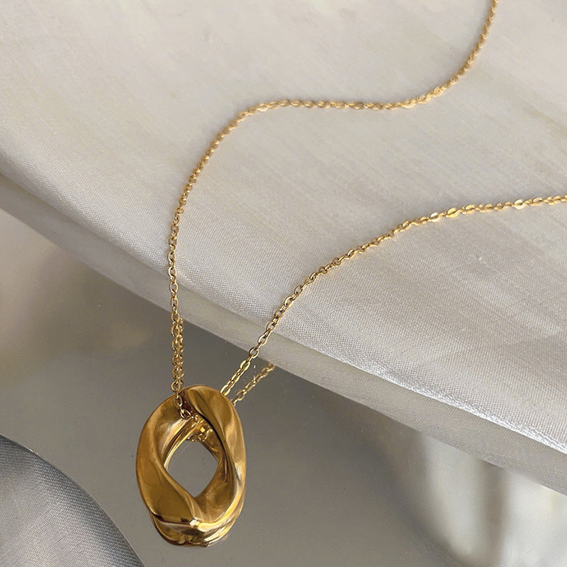 Minimalist Geometric Titanium Steel Gold Plated Necklace