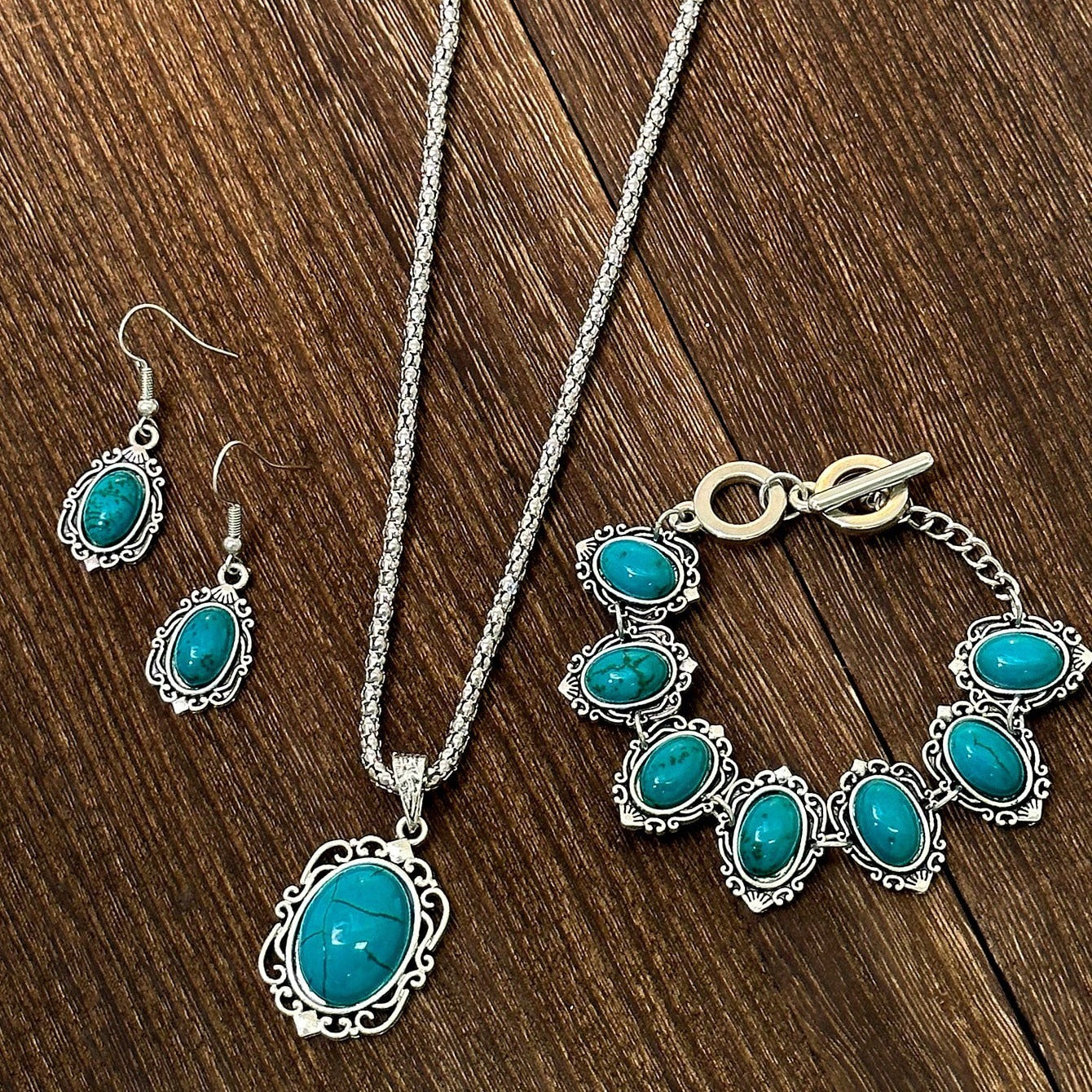 Bohemian Style Jewelry Set Earrings Necklace Bracelet