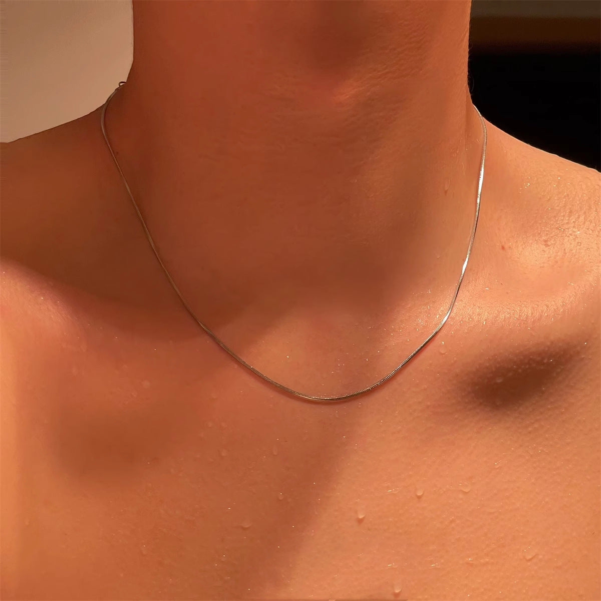 Square Snake Bone Chain Necklace