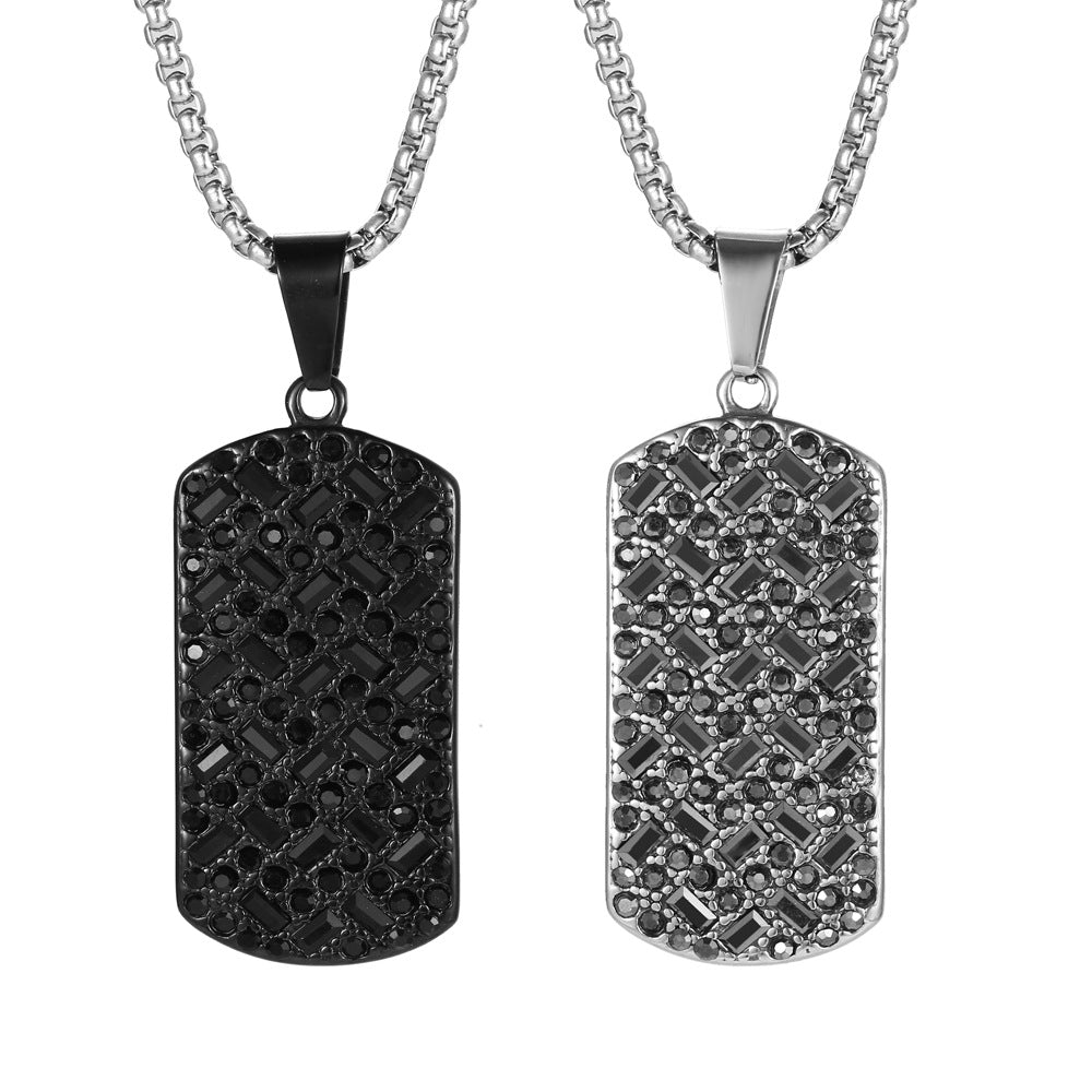 Geometric Inlaid Stone Necklace Pendant