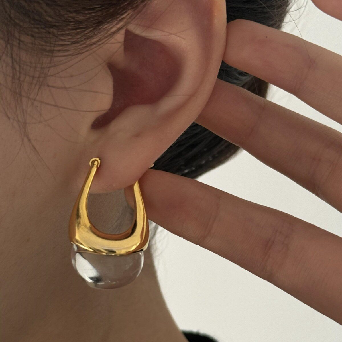 Sculptural Two-Tone Drop Earrings