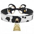 Fashion Cow Print Bow Bell Choker Necklace
