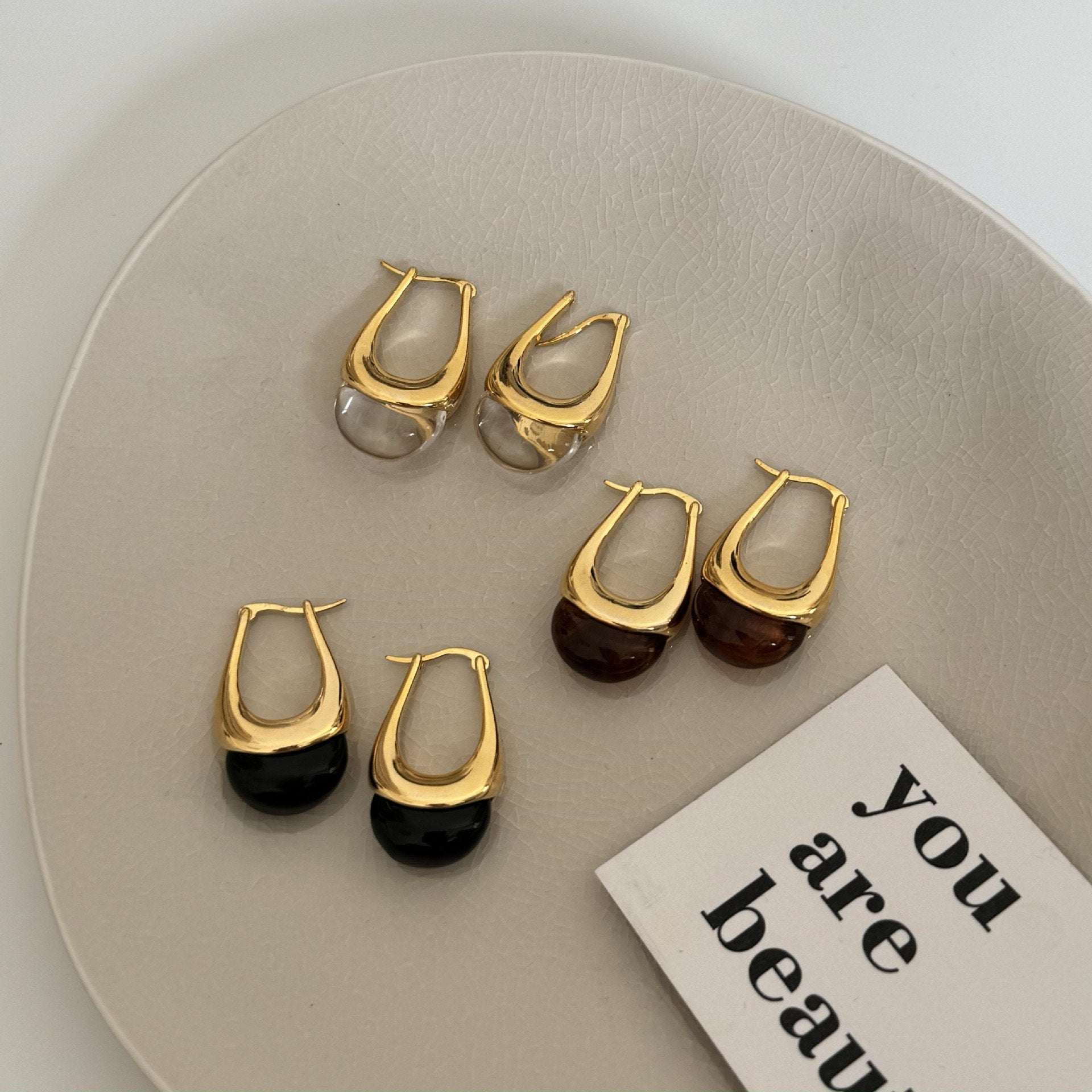Sculptural Two-Tone Drop Earrings
