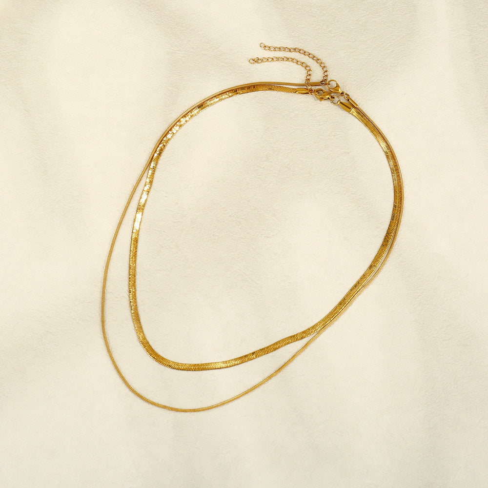 Titanium Steel Double Layer Snake Chain Necklace