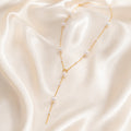 French-Style Gentle Pearl Y-Shaped Necklace for Women Adjustable Pull Chain Clavicle Chain Versatile Commuting Dating Accessory