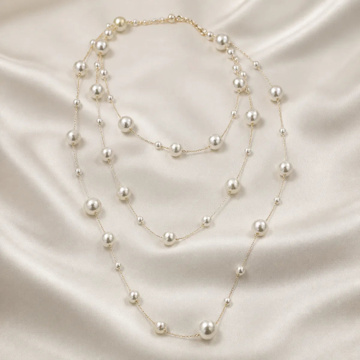 French Style Multi Layer Imitation Pearl Necklace