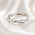 Minimalist Twist Silver Ring Adjustable Finger Jewelry